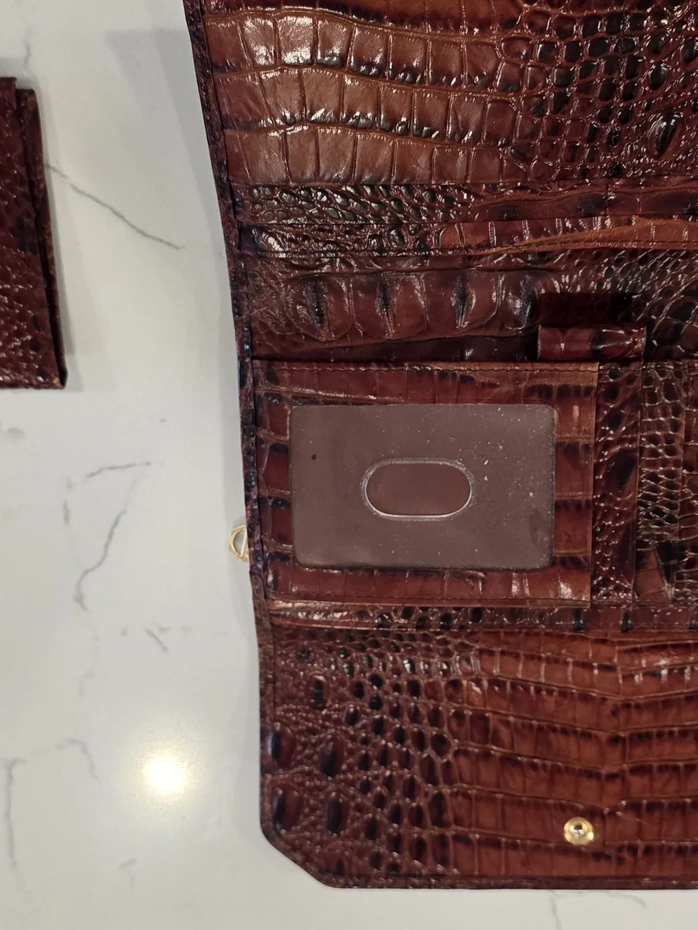 Brahmin Brown Croc-Embossed Continental Wallet with Gold Accent - Picture 3 of 6